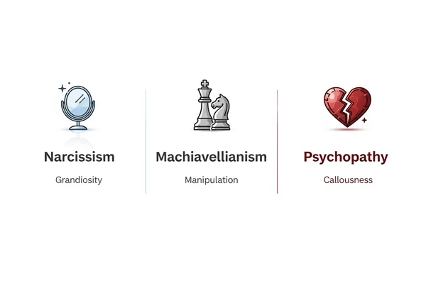 Infographic showing narcissism, machiavellianism, and psychopathy