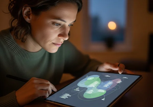 Person reflecting on personality traits with online assessment