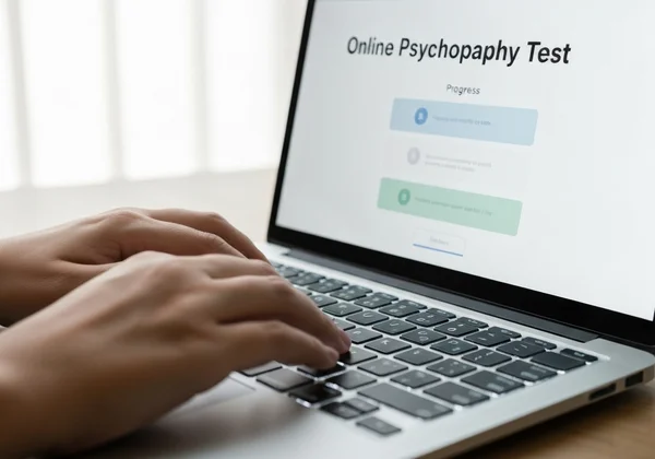 User interacting with an online psychopathy screening test