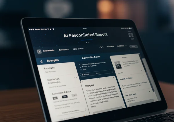 AI personalized report on a screen with insights and advice.