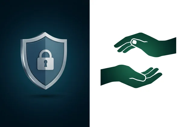 Shield for privacy, hand for support, ethical online tests.