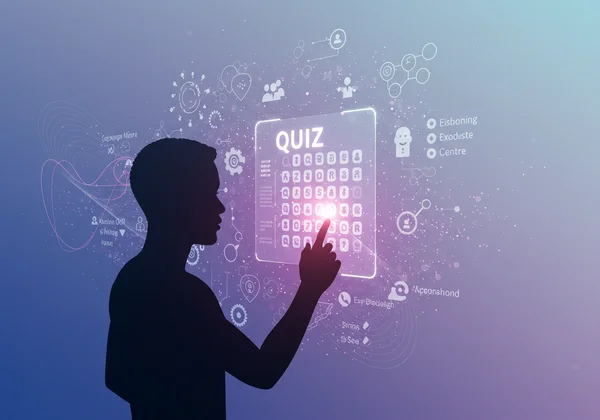 Person taking an online psychopathy test, reflecting on results.