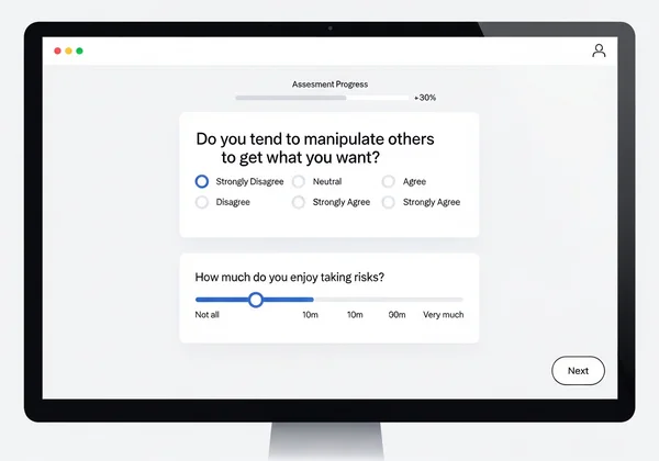 Screenshot of an online psychopathy assessment test